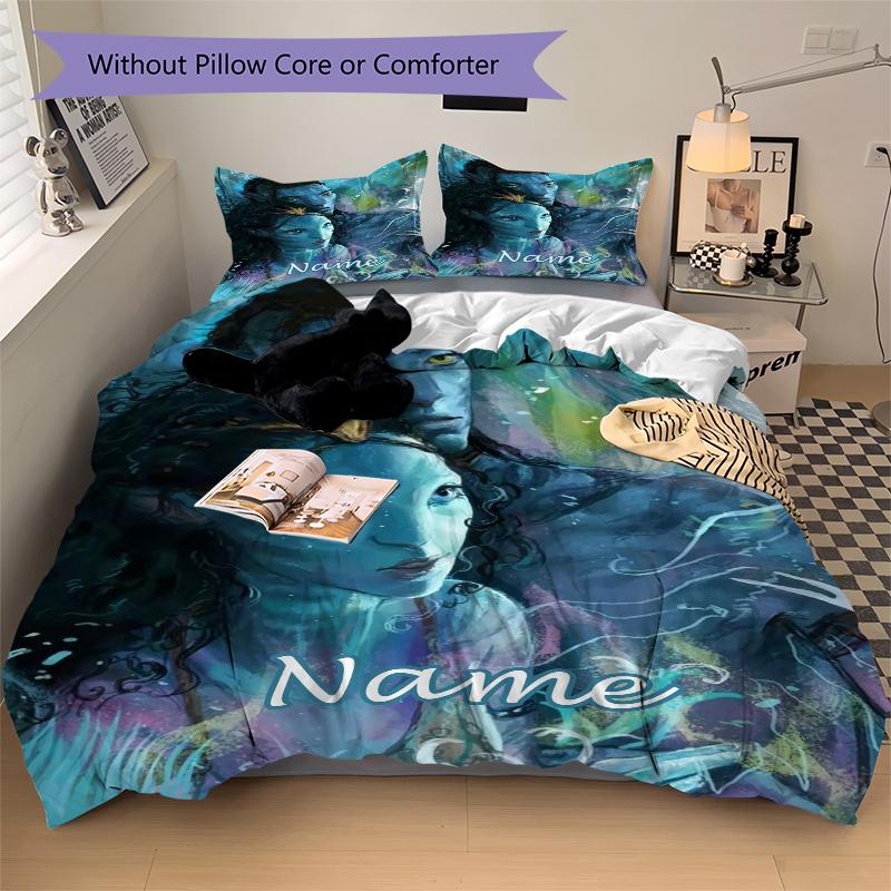 Custom Name Avatar World Bedding 3 Piece Set HD Print Duvet Cover Pillowcases for Teens Adult Bedroom Decoration