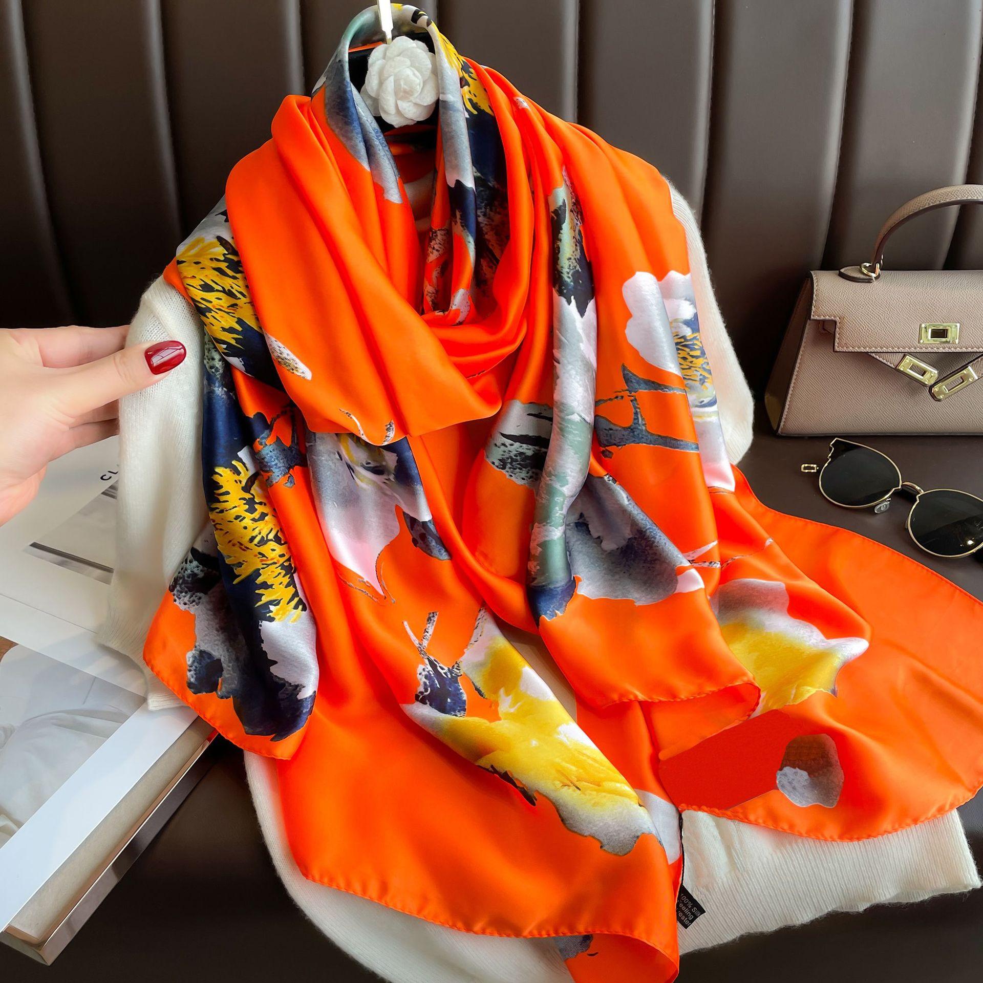 

Весенний шарф женский роскошный дизайнерский шарф шелковый гладкий шарф мягкий мусульманский платок на голову шаль пляж 85x180 см