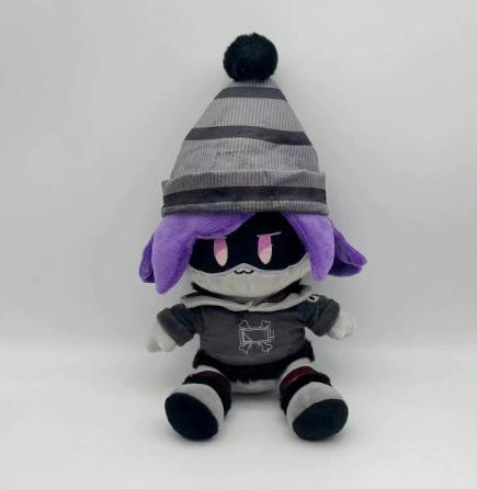 Plush Doll with Purple Hair and Hat, Soft Stuffed Character Toy, Collectible Gift for Fans