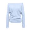 Women's Fashion Fall Off Shoulder  Sleeve Top Threaded Ladies T-shirt