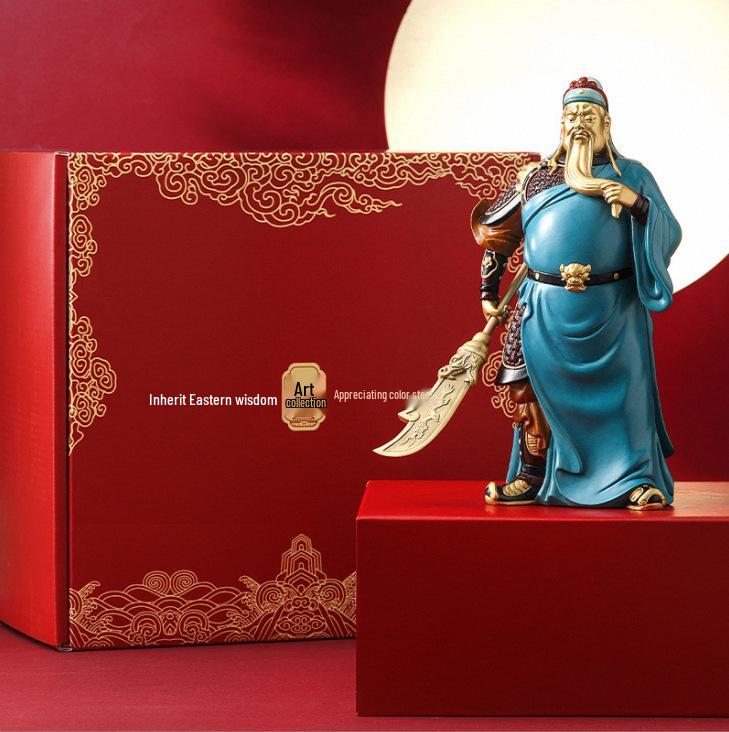 Bronze Guan Yu Statue: Righteousness Ornament for Living Room or Company Opening