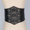 Women's Black Punk Rock Round Buckle Waist Belt for Dresses, Shirts, Jackets, and Sweaters
