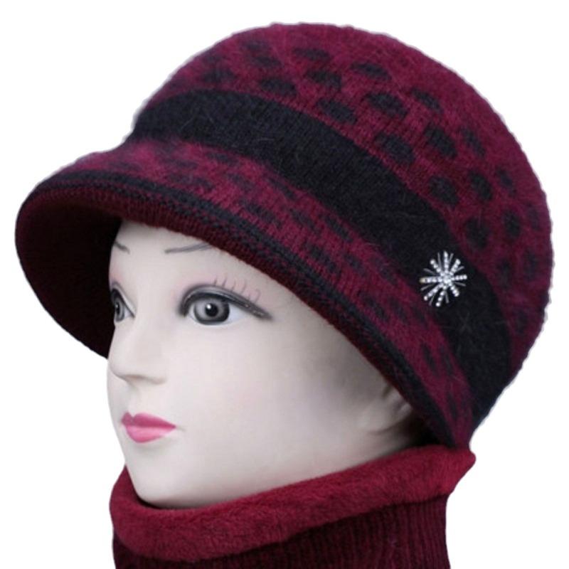 Winter Women's Wool Hat Old Lady Fleece Warm Thickened Duck Tongue Knitted Hat Old Hat