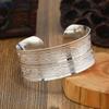 NUEVO Pulsera Ancha Retro de Plata Estilo Étnico Bohemio Para Mujer Flor Tallada Abierta Pulsera de Moda Joyería Vintage Boho