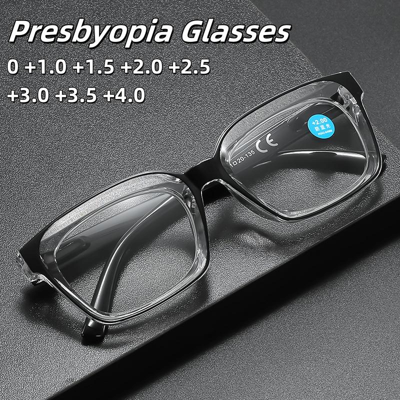 

New Fashionable Large Frame Presbyopia Glasses Ultra Light High-definition Anti Blue Light Spring Leg Glasses Diopter To +4.0 0 рожевий