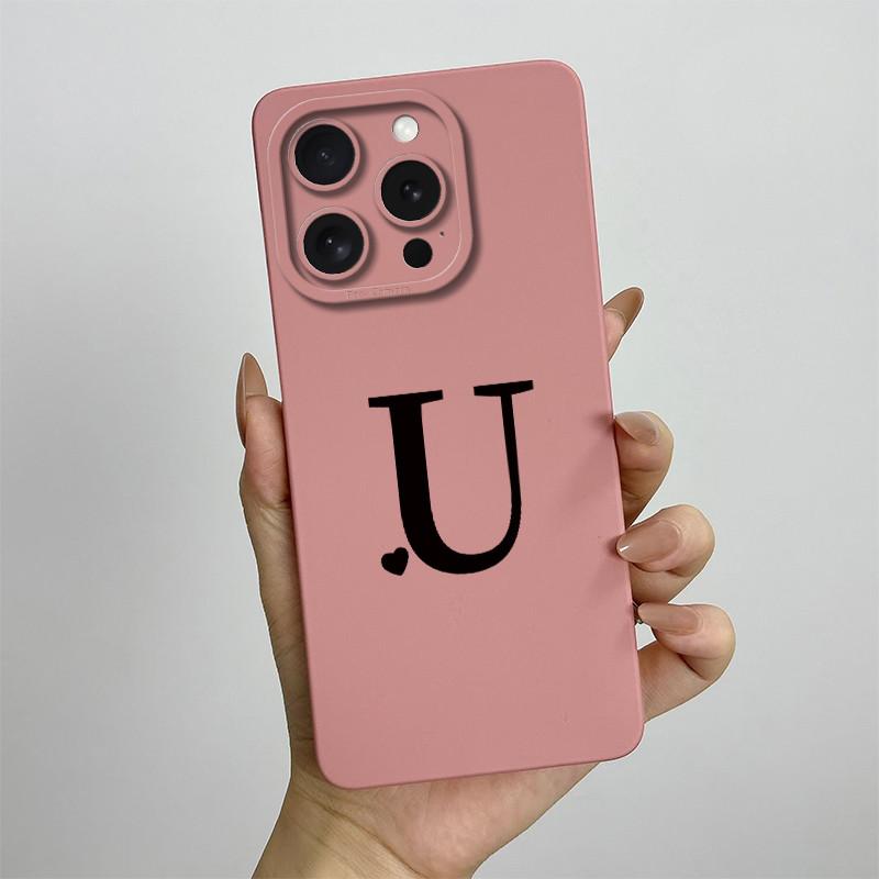 For iPhone 14 Pro Max Case iPhone 14 Plus Phone Case iPhone 14 Pro Cover Cute Couple Initial Letters Square Skin Matte Cover
