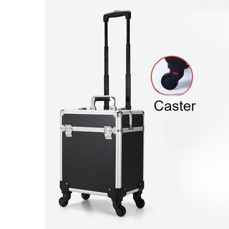 

Rolling Makeup Case Large Capacity Cosmetic Trolley Lockable Aluminum Makeup Organizer Box Multifunctional Cosmetic Trolleys