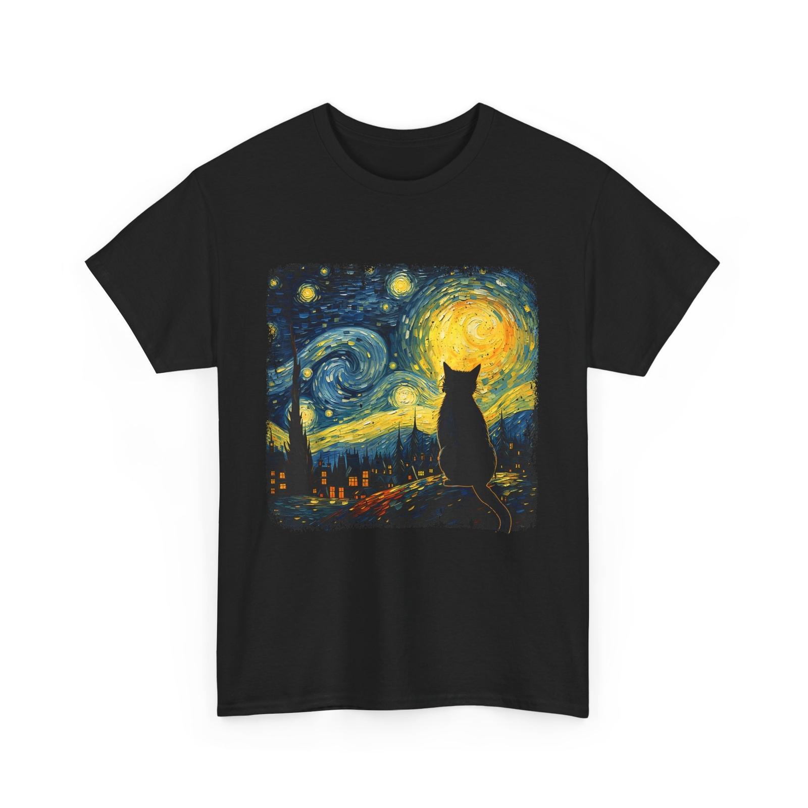 Cat Starry Night Van Gogh Cat For Cat Lover Cat Mom Cat Dad T-shirt L