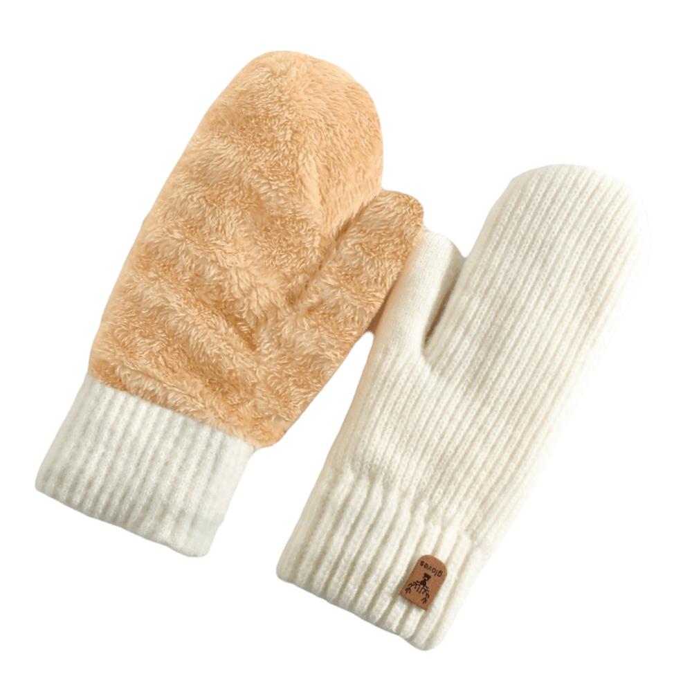 Warm Warm Gloves Thick Knit Mittens Fashion Double-Layer Mittens Cold Weather