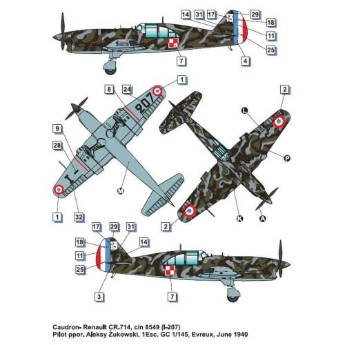 Drawnings 1/48 Free Polish Air Force Caudron Renault CR.714C1 Early Model Plastic Model DWS48047