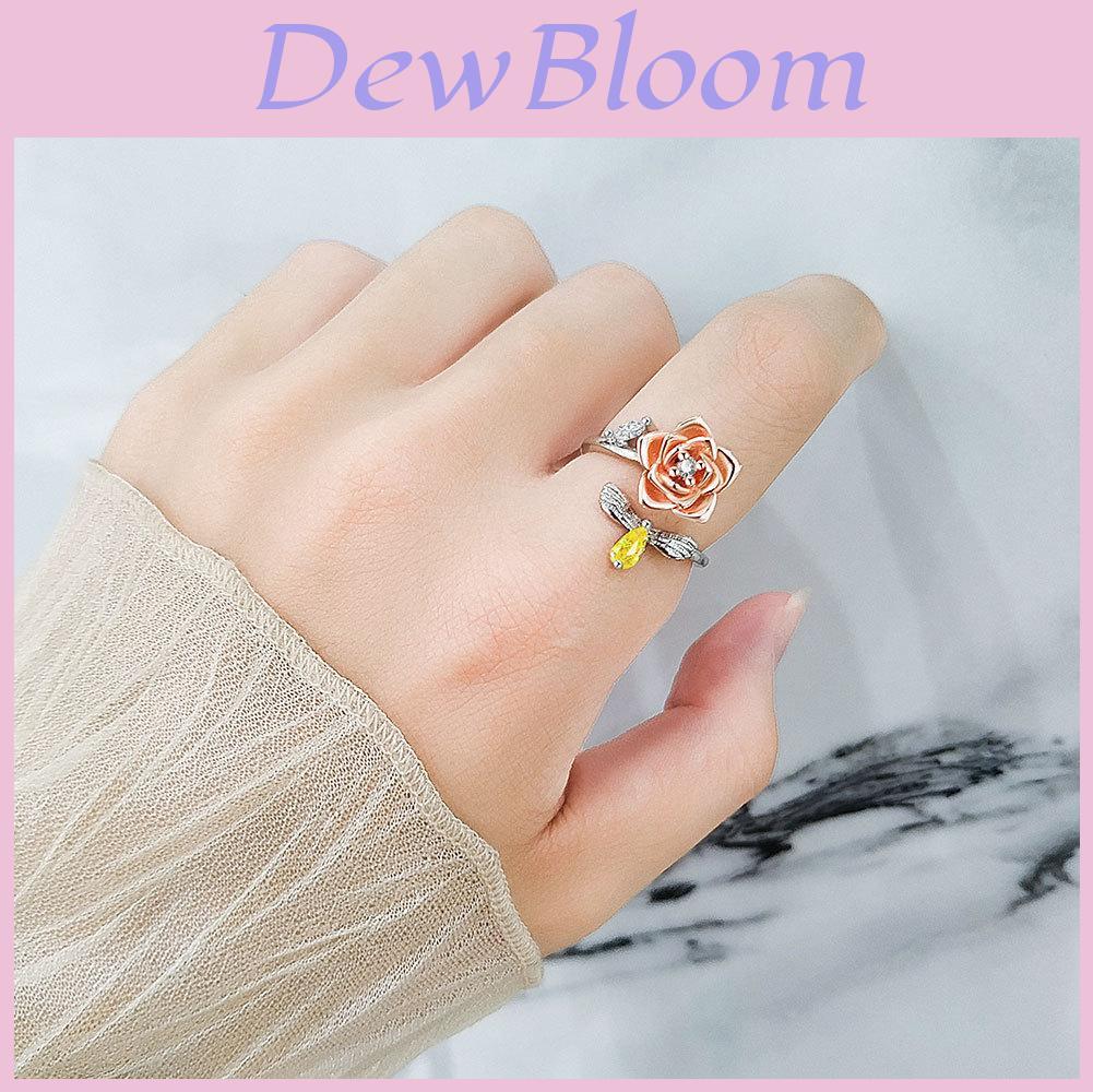 Rose Flower Adjustable Ring For Women With Copper Material And Elegant Design