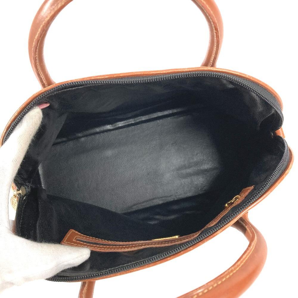 FENDI vintage Pecan logo Bag Hand Bag Tote Bag PVC/Leather khaki/Brown