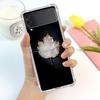 Leaves Luxury Luxury Case For Samsung Galaxy Z Flip 3 4 5g Funda Z Flip3 Clear Pc Hard Shockproof Back Phone Coque Shell