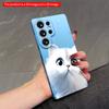 2DFlat Samsung Phone Case White Fluffy Cat Eyes Blue Background Phone Case Applicable To Galaxy S23 S24 S25ULTRA S26 A12 A14 A15 A16 A54 A55
