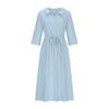 2026 Summer Trendy Lapel Dress: Cotton & Linen, Five-Point Sleeve, Long Skirt