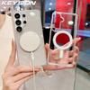 KEYSION Crystal HD Transparent for Magsafe Magnetic Wireless Charge Case for Samsung S26 Ultra 5G S26+ TPU+PC Shockproof Back Cover