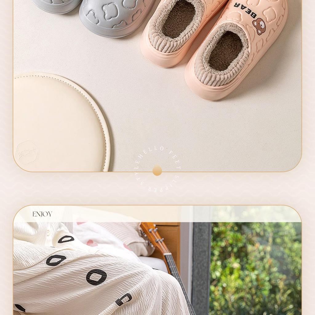 Jieleya Women's Waterproof Cotton Slippers: Winter 2025 Plush, Heel-Covered, Non-Slip Indoor/Outdoor Postpartum Shoes.