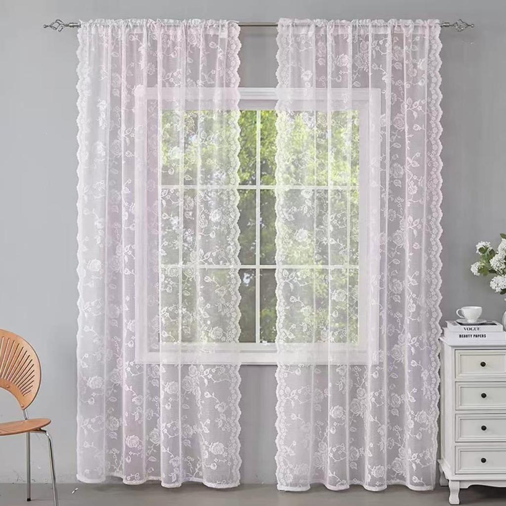 2026 Rose Spitze Welle Blickdichter Vorhang für Wohnzimmer, Balkon und Schlafzimmer