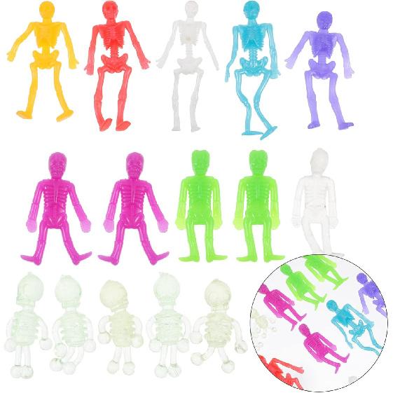 PRETYZOOM 15Pcs Halloween Stretchy Skeleton Toys Skull Sticky Toys Squeeze Toys Bendable Man for Party Favors Goody Bag Fillers Classroom Prizes