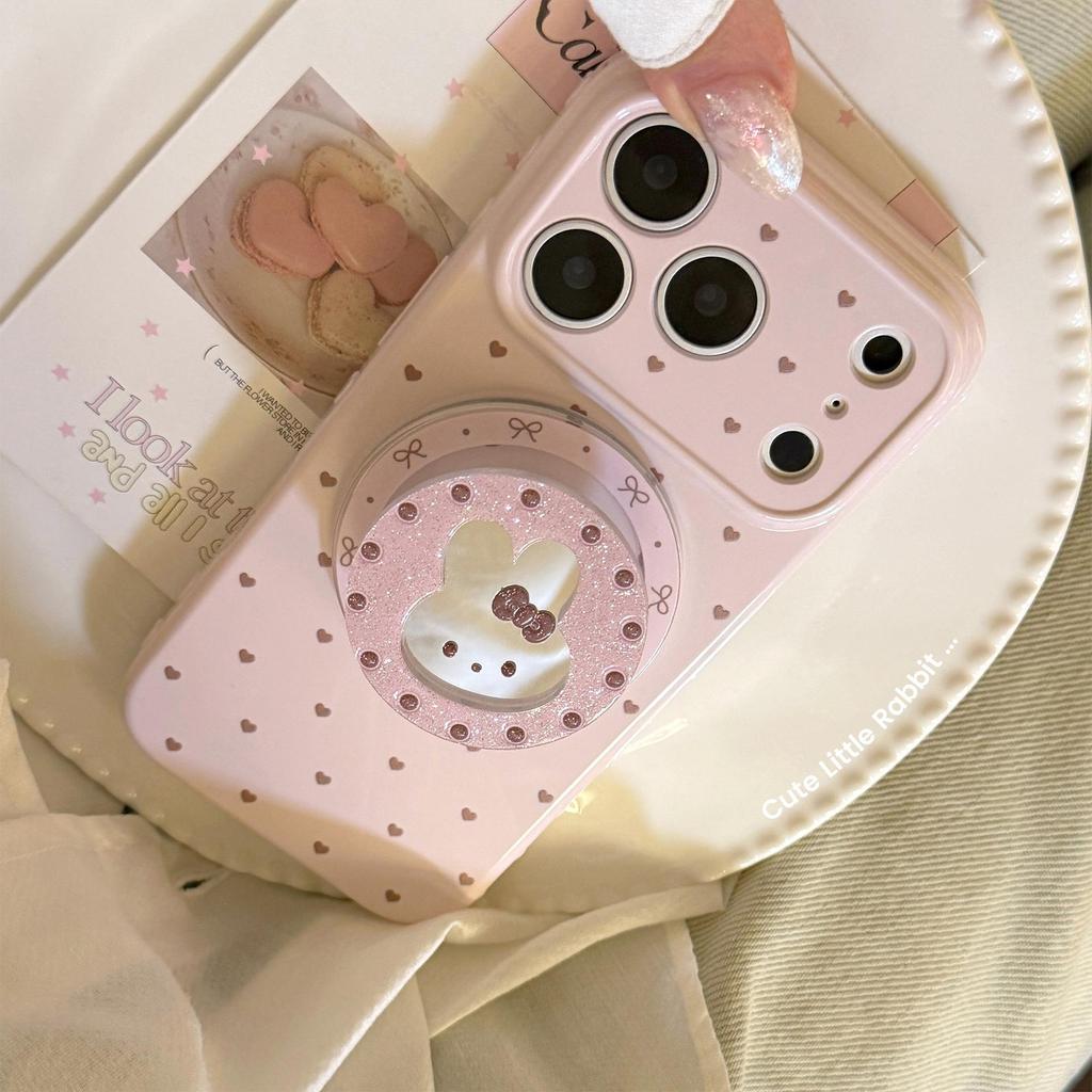 Cute Pink Rabbit Magnetic Phone Case for iPhone 16, iPhone 17, and iPhone 17 Pro Max