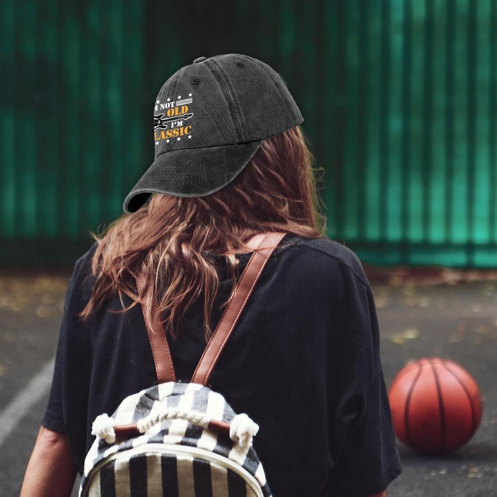 Grappige Gitaar Verweerd Gewassen Zwart Baseballpet Ik Ben Niet Oud Ik Ben Klassiek Bedrukt Katoen Verstelbare Baseballpet voor Unisex