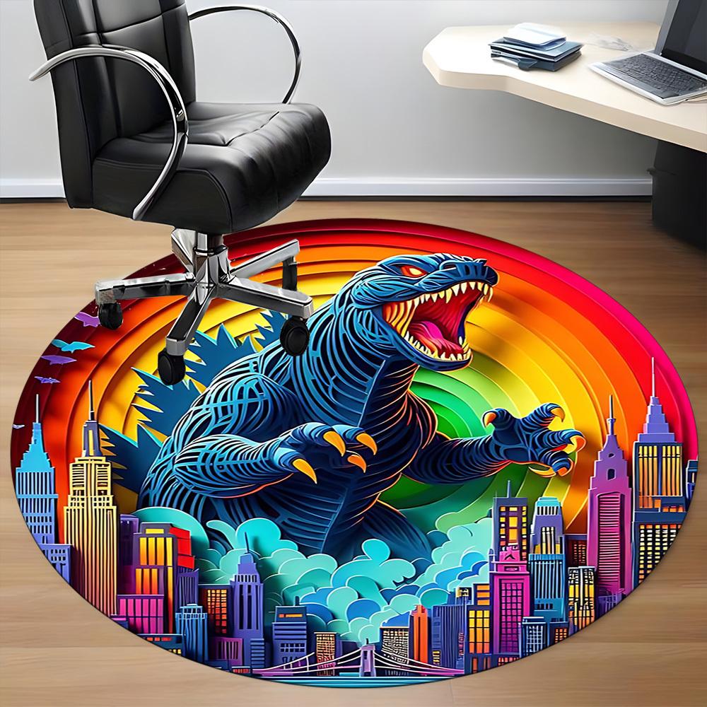 1pc Dinosaur Office Round Area Rug, Under Office Chairs Bedroom Living Room Home Decor a1016234