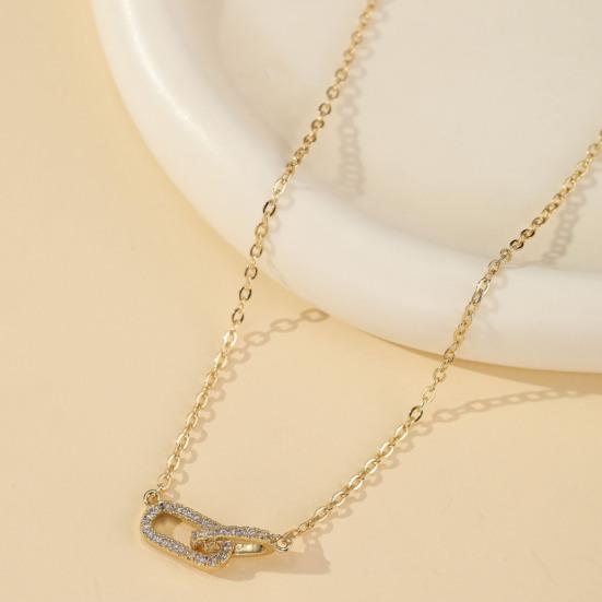 Women Necklace Rhinestone Paper Clip Pendant Adjustable with Extended Length Hollow Chain Lady Clavicle Necklace Neck Jewelry