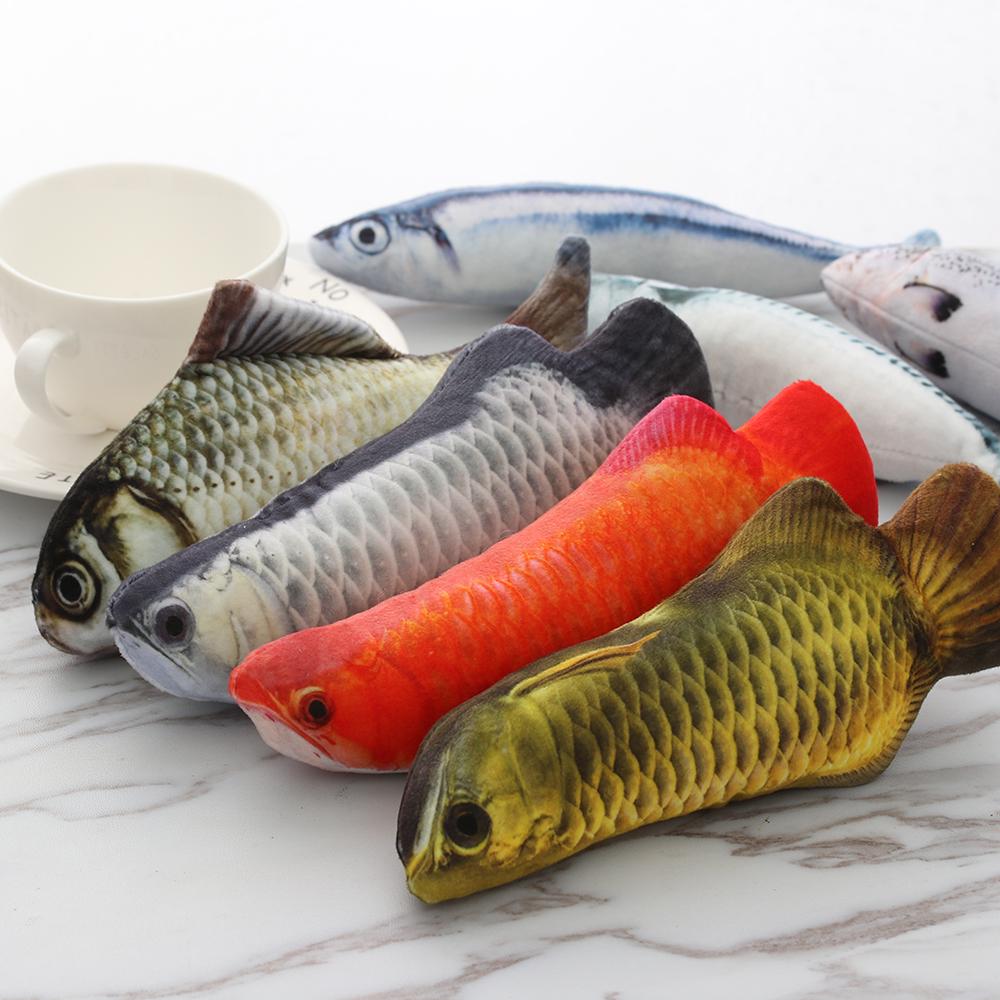1 PC New Lovely Artificial Fish Plush Pet Cat Puppy Dog Toys Sleeping Cushion Fun Toy Cat Mint Catnip Toys Gadget