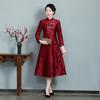 Plus Size Lace Cheongsam: Autumn/Winter Long Sleeve Dress for Retro Wedding or Celebratory Occasions