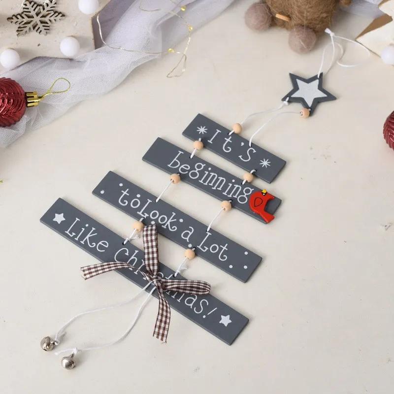 

Рождественский деревянный кулон Санта Елка Креативная подвесная табличка с буквами Оконные витринные украшения Украшение для рождественской вечеринки YFA2243 F серый