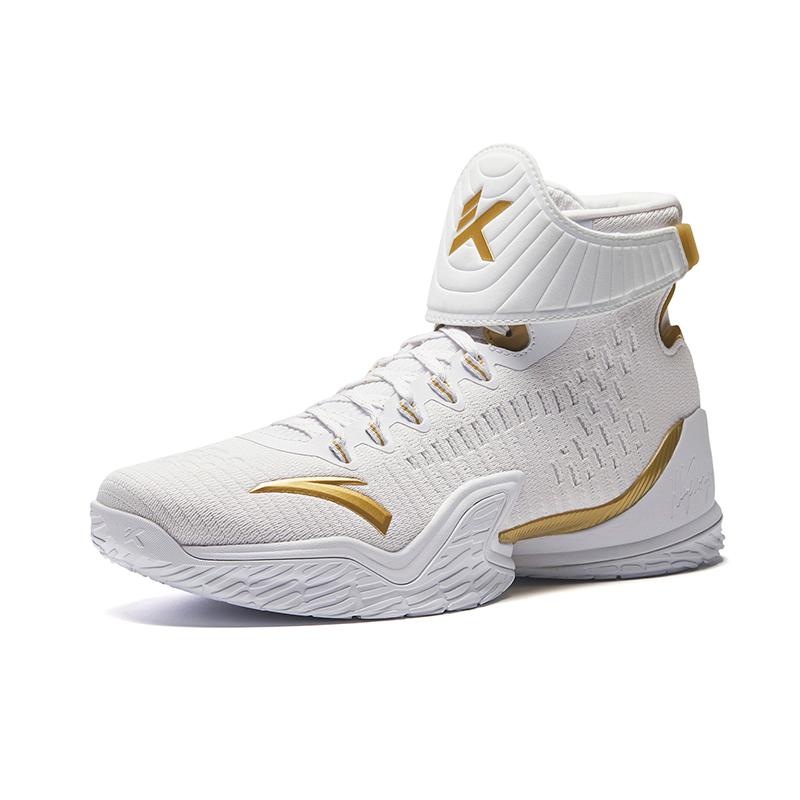 Anta KT3 Dämpfung Rutschfest High-Top Basketballschuhe Herren Weiß Gold 112531611U-1