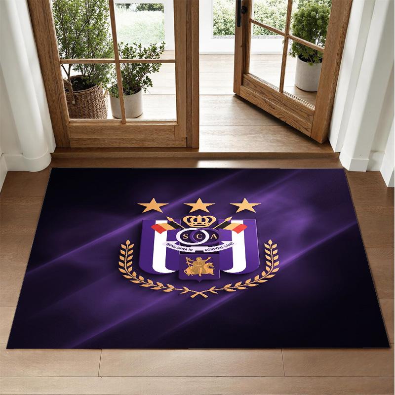 Anderlecht FC Design Crystal Velvet Rug Soft Decorative Mat for Bedroom Entrance