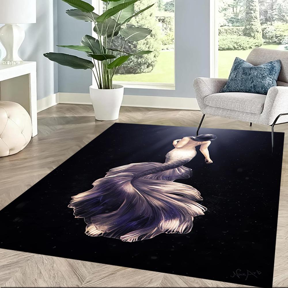 Mermaid's Underwater Adventure Floor Mats for Living Room, Bedroom and Room Decoration Are Suitable for Gifts.