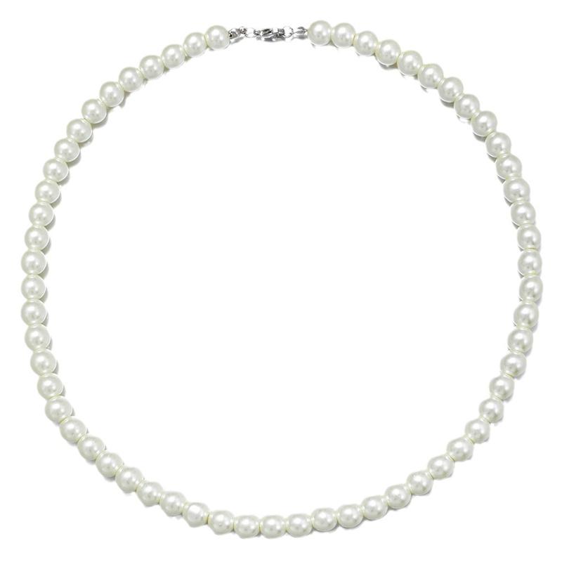 Cool Artificial White Pearl Necklace 1 Pcs Choker Beaded Chain for Men and Women Fashion Jewelry Gifts