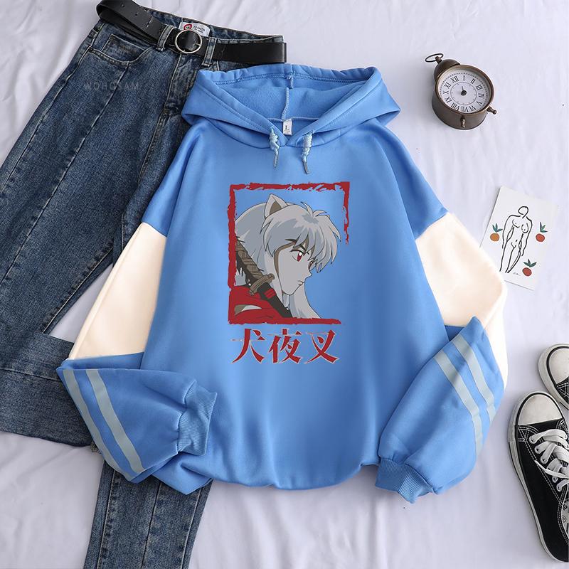 Japanese Anime InuYasha Men's Hoodies Harajuku Fashion Y2k Vintage Hip Hop Streetwear Casual Drawstring Oversized Sweatshirts