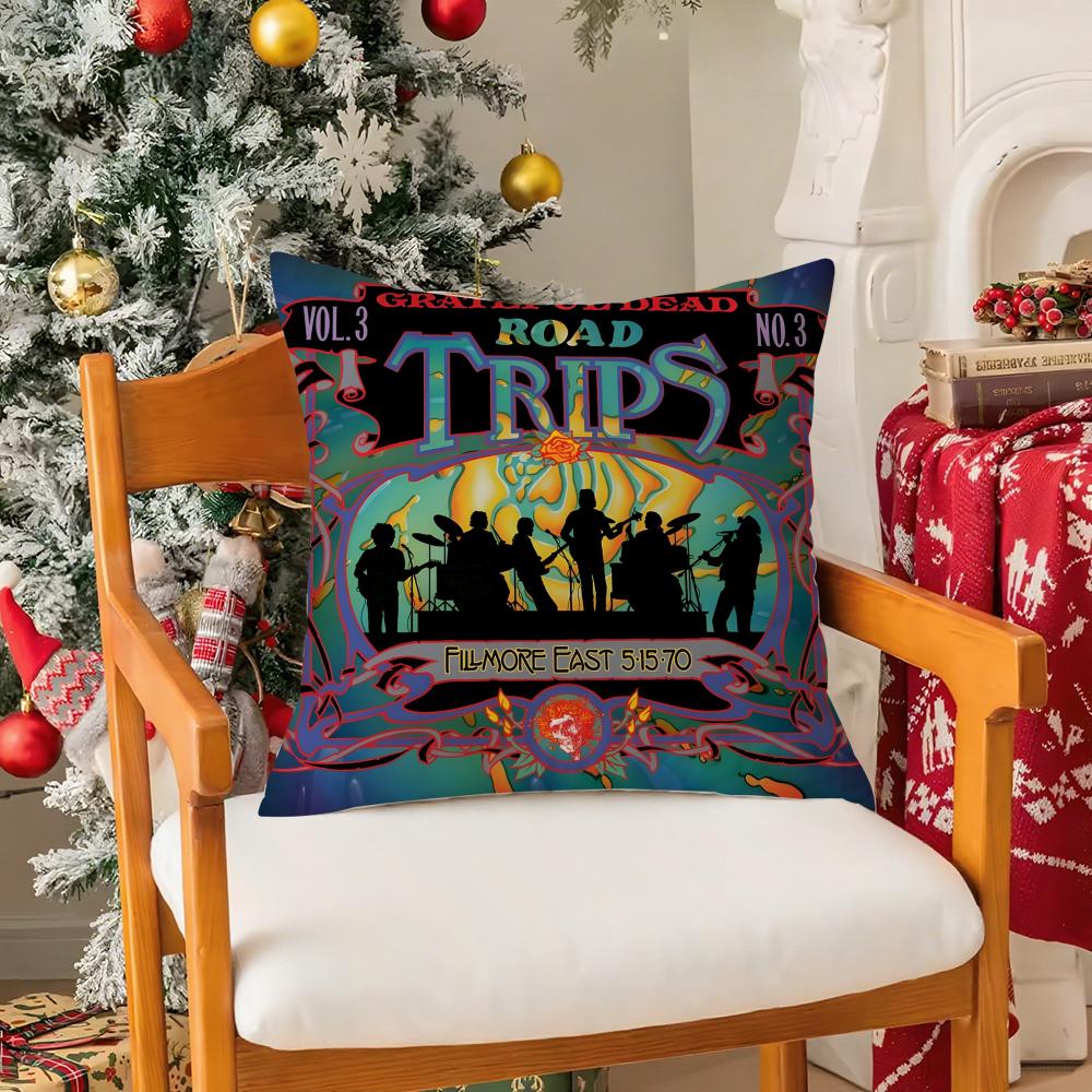 Sound Grateful Dead-Band Pillow Case Silky Short Plush With Invisible Zipper Dustproof Sofa Cushion Cover For Home Decor