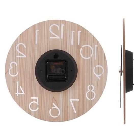 Wall clock wood grain wooden cute interior quiet no second hand non-radio Nordic style stylish analog diameter 30cm (B leaves)