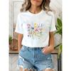 Women'S Casual Short Sleeve T-Shirt - Vibrant Floral Print, Round Neck, Lightweight Summer Top for Casual Attire