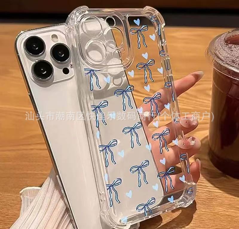 Cute bow mobile phone case for Apple iPhone11/12/13/14 promax four corners anti-drop 15/16
