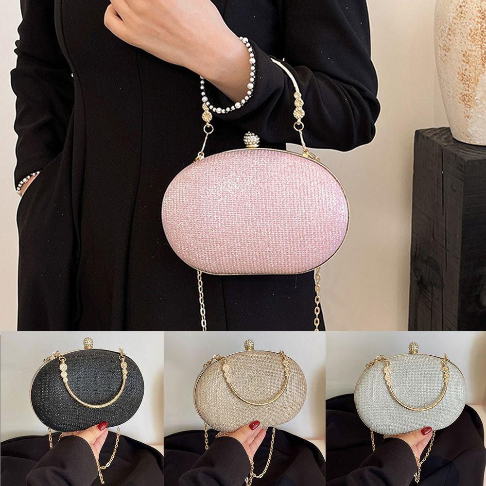 Luxury Shell Design Chain Crossbody Bag Bright Elegant Women Clutch Handbags for Wedding/Party/Banquet
