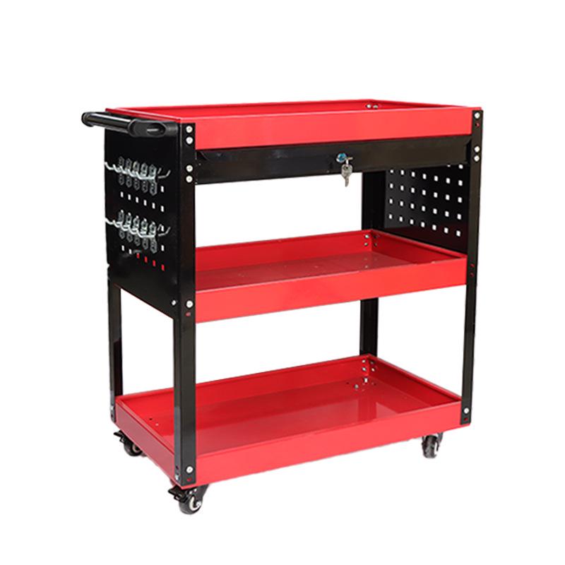 Three-Layer Mobile Tool Cart for Automotive Repair and Storage