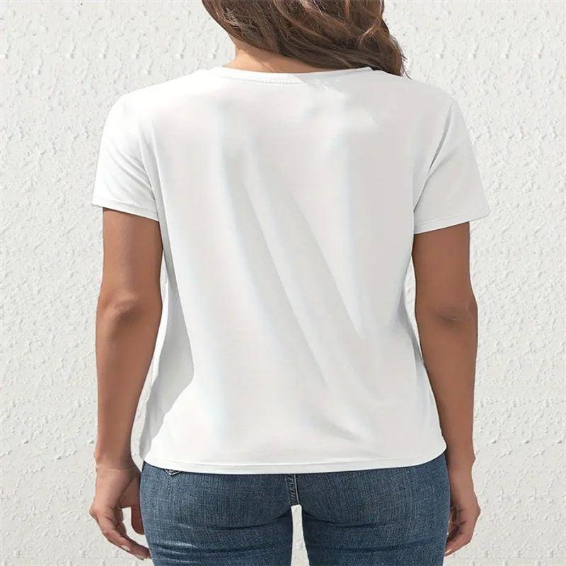 Western Style New Fashion Casual Loose Print round Neck Short sleeve T-shirt Top Printed T-shirt Top