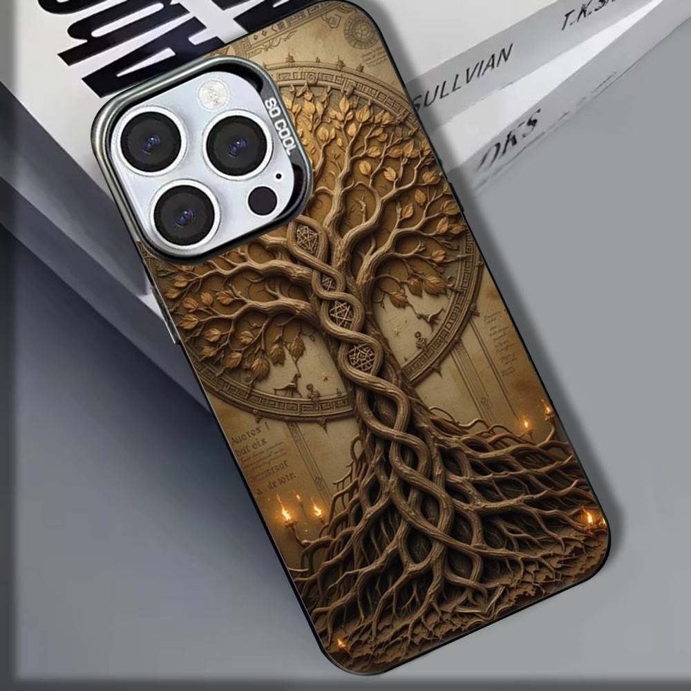 Tree of life Yggdrasil Phone Case For iPhone 16,15,14,13,12,11,8,7,Pro,Max,Plus,Mini,XS,SE Shockproof Matte Cover