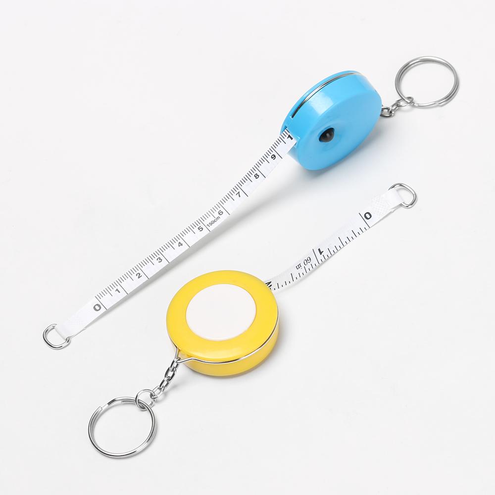 Retractable 150cm/60 Inch Candy Color Measurement Measuring Tool Keychain Tape Measure Soft Ruler
