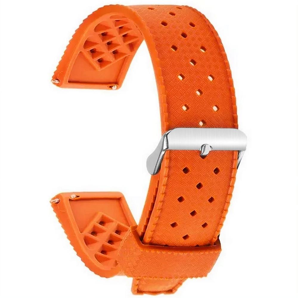 ERBORD Universal Silicone Strap 20mm, Tropic, Orange / Silver Buckle