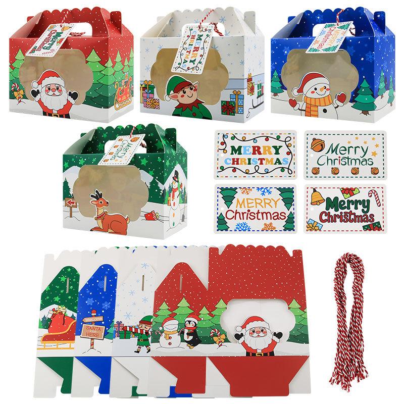 Christmas Handheld Box Window Candy Packaging Box Hand Carry Cooking Cake Cookie Box