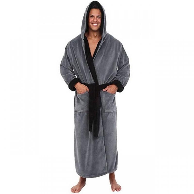 Cozy Long Sleeve Hooded Bathrobe For Autumn And Winter Homewear In Multiple Colors