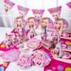 Suministros de Cumpleaños Rosas de Muñeca Barbie Para Niñas Con Vajilla y Juguetes Completos