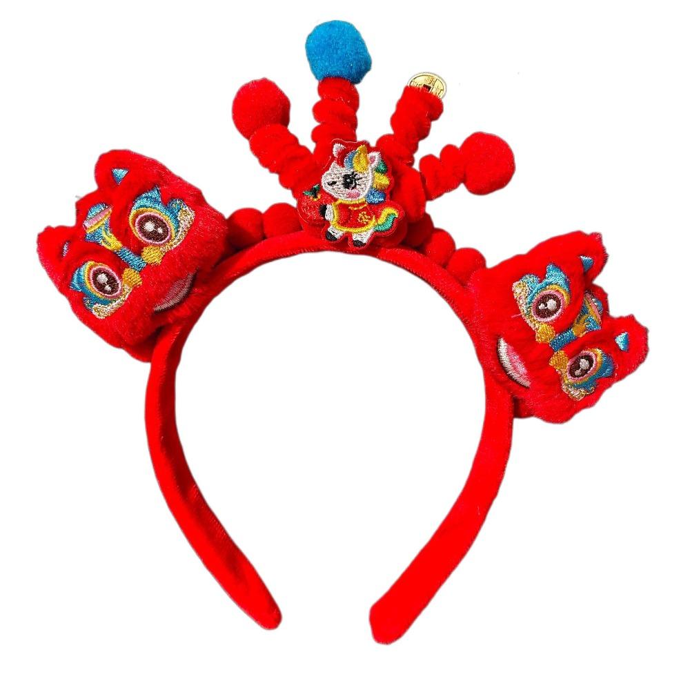 Headwear New Year Hair Hoop Embroidered Bow Ancient Style Hairband Red Plush Headband  Festival