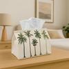 1pc Tropical Landscape Tissue Holder- Stylish Tissue Dispenser Featuring Palm Trees And Coastal Views, Made from Durable Polyester Fabric for Home, Ev